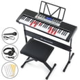 thumbnail image 1 of 61 Keys Electric Piano Keyboards with Lighted Up Keys,255 rhythms,Bench,Stand,Headphone,Microphone(Black), 1 of 21