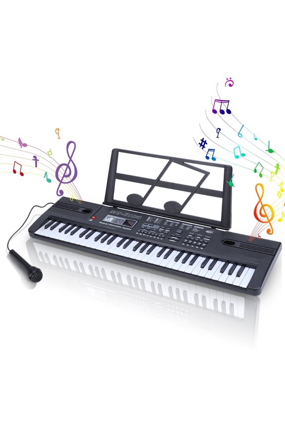 Portable USB Electronic Keyboard Piano with Microphone Music Stand 61 Keys Electronic Digital Piano for Gift
