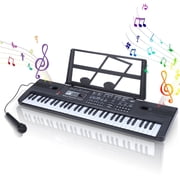 Portable USB Electronic Keyboard Piano with Microphone Music Stand 61 Keys Electronic Digital Piano for Gift