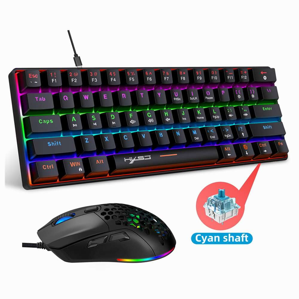 Gaming Keyboard & Mouse Combo,Wired Mechanical Gaming Keyboard Mouse Sets for Windows PC Gamers Desktop Computer Laptop,61 Keys RGB Backlit