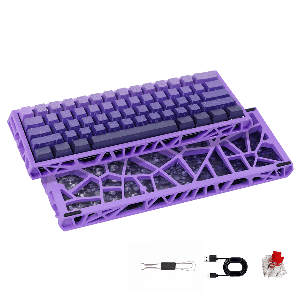 61 Keys Hot Swappable Mechanical Keyboard, Linear Red Switch RGB Backlit PBT Keycaps N-Key Rollover Compact Hollow Shell Gaming Keyboard for PC Laptop