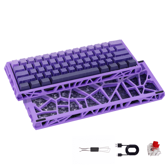 61 Keys Hot Swappable Mechanical Keyboard, Linear Red Switch RGB Backlit PBT Keycaps N-Key Rollover Compact Hollow Shell Gaming Keyboard for PC Laptop