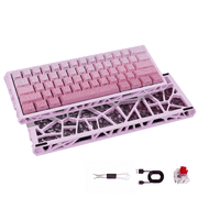 61 Keys Hot Swappable Mechanical Keyboard, Linear Red Switch RGB Backlit PBT Keycaps N-Key Rollover Compact Hollow Shell Gaming Keyboard for PC Laptop