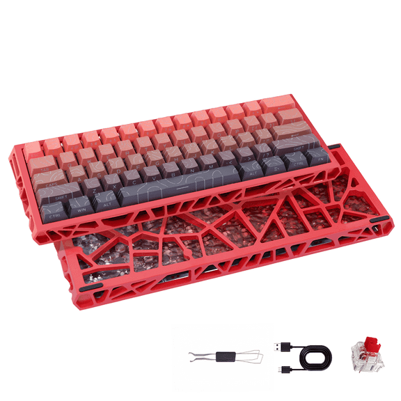 61 Keys Hot Swappable Mechanical Keyboard, Linear Red Switch RGB Backlit PBT Keycaps N-Key Rollover Compact Hollow Shell Gaming Keyboard for PC Laptop