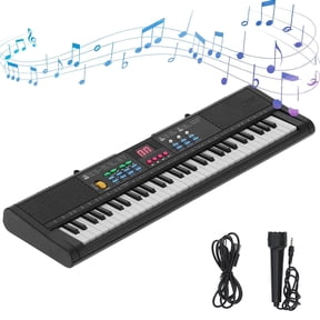 61 Keys Keyboard Piano, Electric Piano with Microphone Built-In Speaker 6 Demo Songs Gift Musical Instrument for Beginners, Teens (Black)