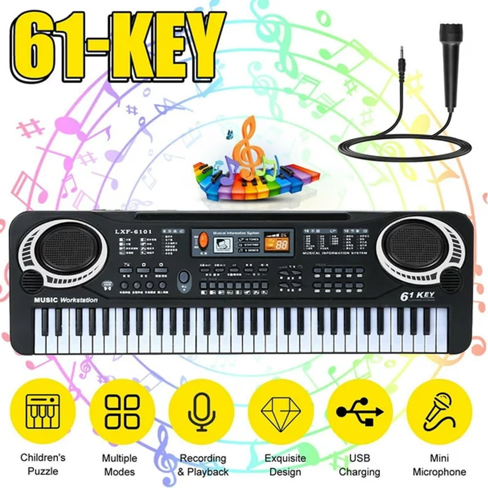 61 Keys Kids Digital Music Electronic Keyboard Electric Piano Beginner Keyboard for Girls & Boys, Ages 4-8, 9-12, 13-19 with Microphone