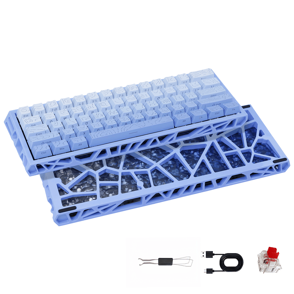 61 Keys Mechanical Keyboard, 60% Layout, Hollow Shell in 6 Colors, RGB Backlit, Full N-Key Rollover, Hot-Swappable Linear Red Switch, Backlit PBT Keycaps