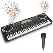 61 Keys Piano Keyboard Digital Music Electronic Keyboard with Microphone Electric Piano Musical Instrument Learning Keyboard for Beginners