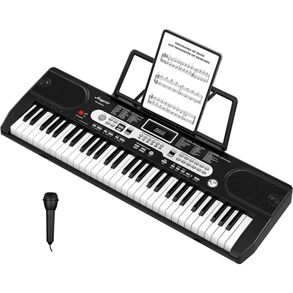 61 Keys Piano Keyboard Set, Electronic Digital Piano with Built-In Speaker Microphone, Portable Keyboard Gift Teaching for Beginners, Electric Piano for Birthday Gift