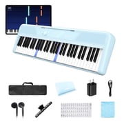 Rhymo 61 Key Smart Piano Keyboard for Beginners,Learning Keyboard with Light up Keys, Velocity Sensitive Electric Piano Keyboard & App LearningBlue