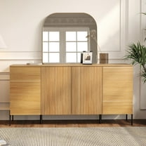 WAMPAT 61" Minimalist 4-Door Sideboard With Rectangular Geometric Design And Double Chopstick Leg Base