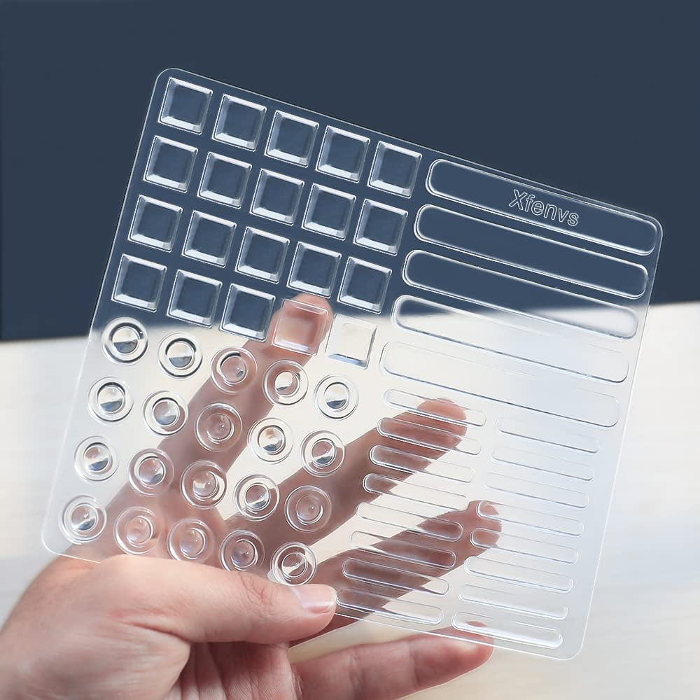 61 PCS Clear Door Bumpers Soft Rubber Pads with Strong Self