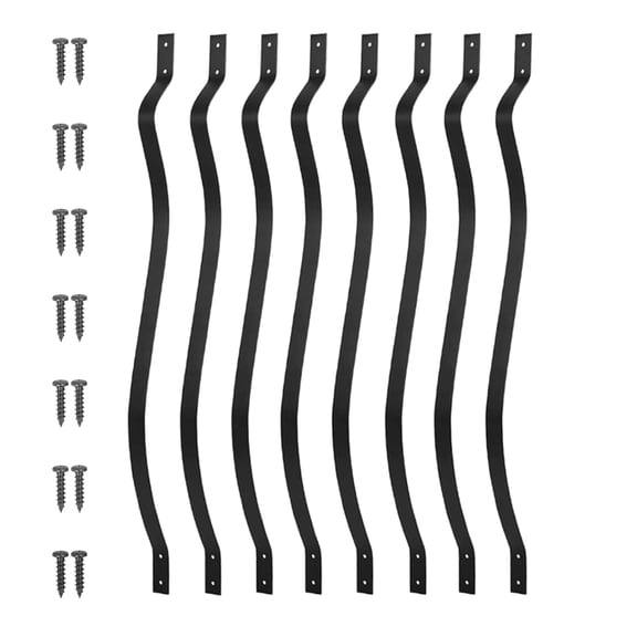 61-Pack 32.25 Inch Metal Balusters, Staircase Spindles With Screws, Wavy Iron Railing for Outdoor Stair Deck Porch