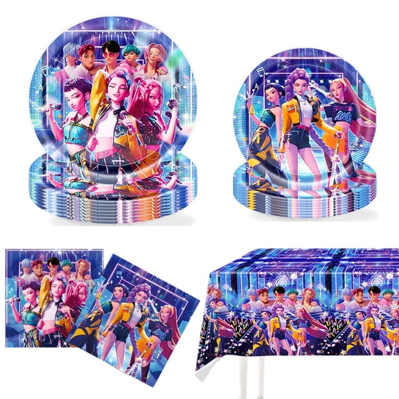 61 Pcs Singer Birthday Decorations Party Supplies Set, Include Dinner Plates, Napkins and Tablecloth for Magical Music Themed Party, Serves 20 Guests