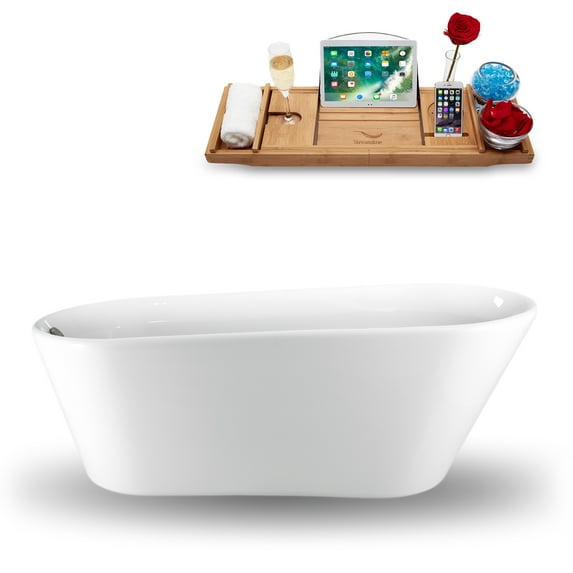 61" Streamline N1520BNK Freestanding Tub and Tray With Internal Drain