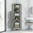 thumbnail image 1 of 61" Tall Bathroom Corner Cabinet, Freestanding Storage Cabinet with 2 Doors and 3 Adjustable Shelves, Narrow Tall Cabinet for Bathroom, Living Room, Bedroom, Gray, 1 of 9