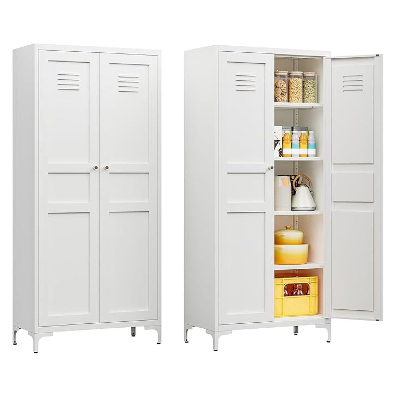 61'' Tall Kitchen Pantry, Kitchen Storage Cabinets with Doors and ...