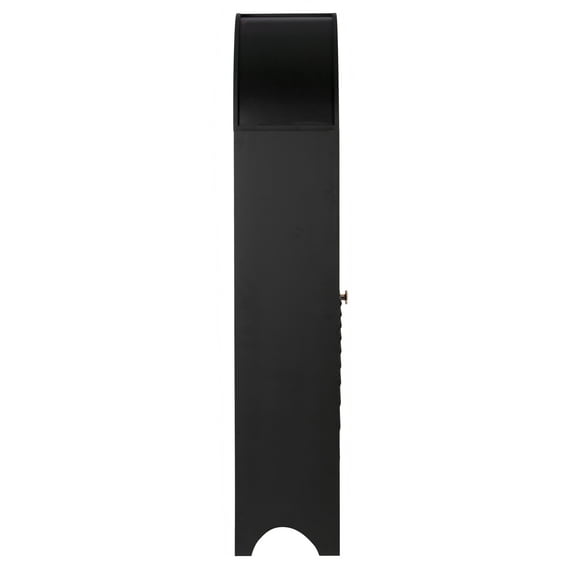 61" Tall Mid-Century Modern Bookcase - 5-Tier Arched Storage Cabinet with Door for Living Room, Office (Black)