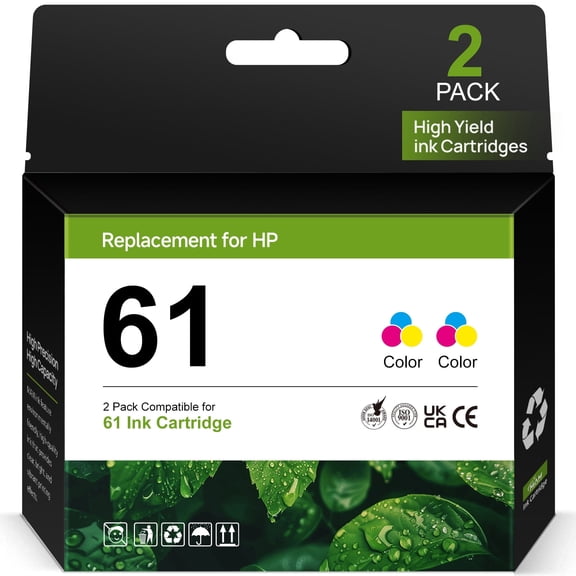 61 Tri-color Ink Catridges Compatible for HP 61 Ink Cartridges Combo (Tri-color, 2 Pack)