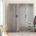 thumbnail image 1 of Woodpeckers Furniture and Mattress 61"Wide Armoire Wardrobe Closet For Hanging With 3 Drawers & Shelves, 1 of 10