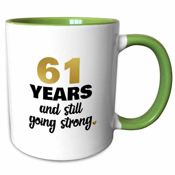 3drose, 61 Year Anniversary Still Going Strong Gift for 61st Wedding Anniversary, 15oz Two-tone Green Mug