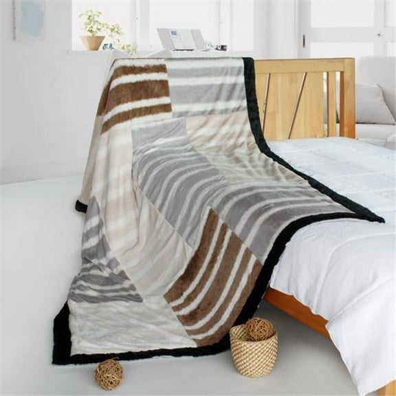 61 by 86.6 in. Onitiva - Chic Life Stylish Patchwork Throw Blanket Grey