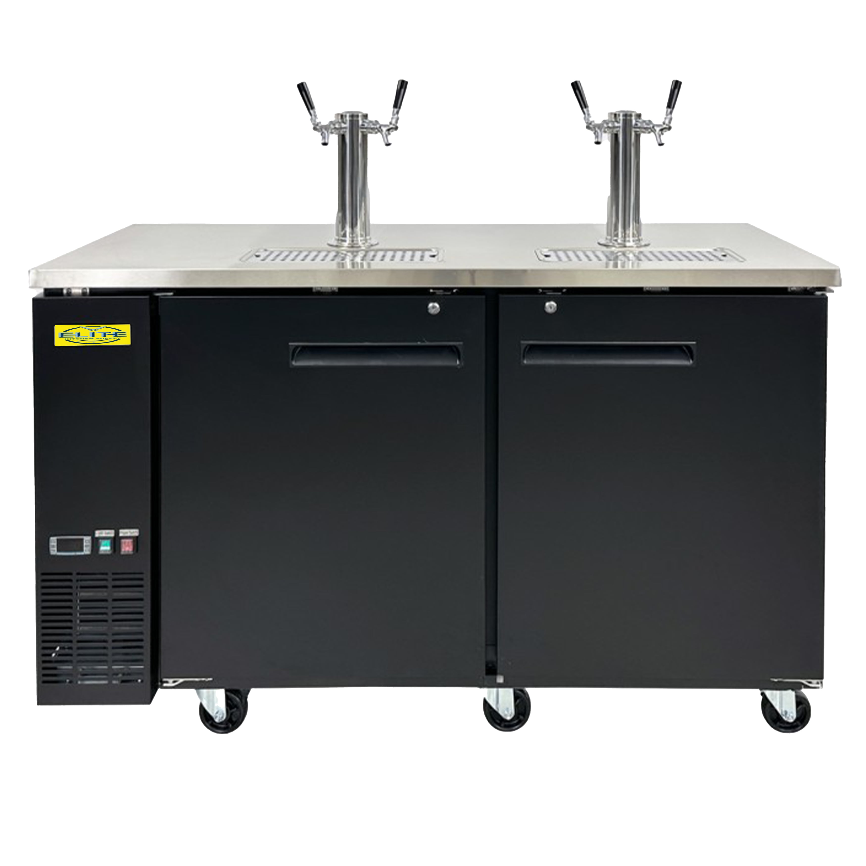 61 in. Commercial 4 Tap 2 Towers Kegerator Refrigerated Beer Dispenser 15 Cu.Ft. NSF Certified