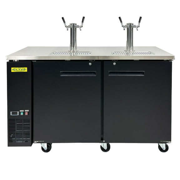 61 in. Commercial 4 Tap 2 Towers Kegerator Refrigerated Beer Dispenser 15 Cu.Ft. NSF Certified