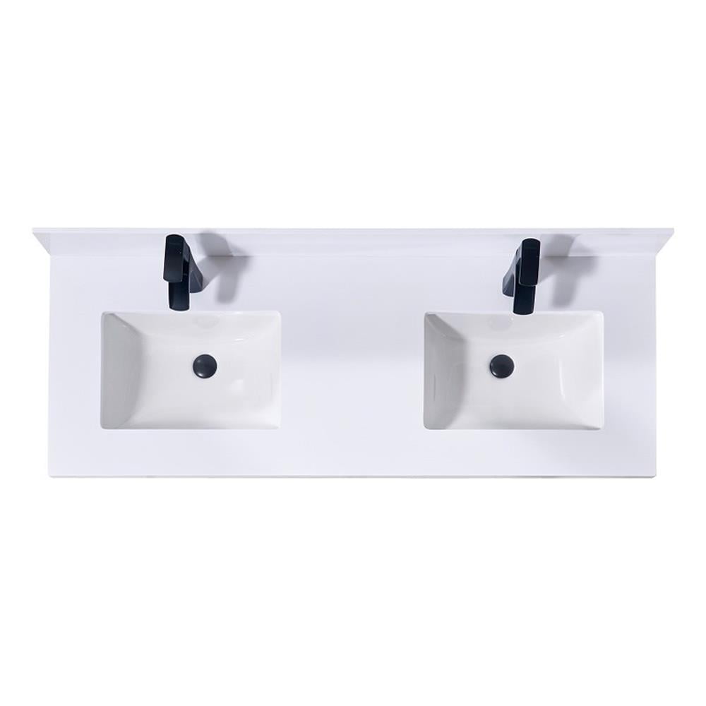 61'' Snow White Ceramic Double Sink Vanity Top