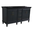 thumbnail image 1 of 61 in. Double Wooden Vanity Dark Gray Black Galaxy Granite Oval Sink, 1 of 13