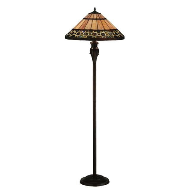 Ilona 61'' Honey and Beige Stained Glass Floor Lamp with Mahogany Bronze Base