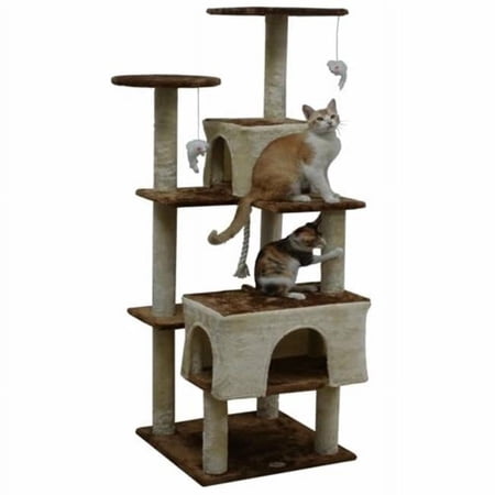 61 in. Kitten Cat Tree House, Black & Brown