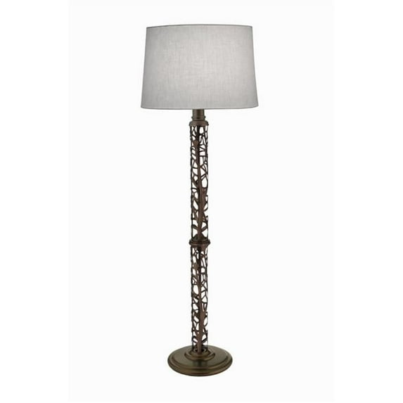 61 in. Oil Rubbed Bronze Branches Laser Cut Floor Lamp with Cream Aberdeen & Rolled Edge Shade