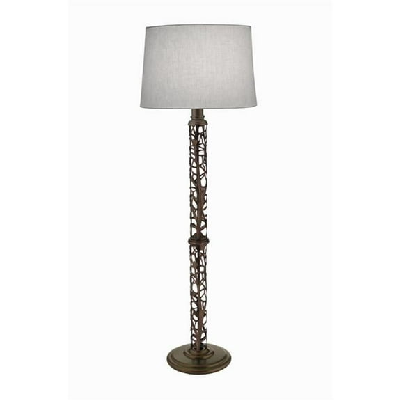 61 in. Oil Rubbed Bronze Branches Laser Cut Floor Lamp with Cream Aberdeen & Rolled Edge Shade