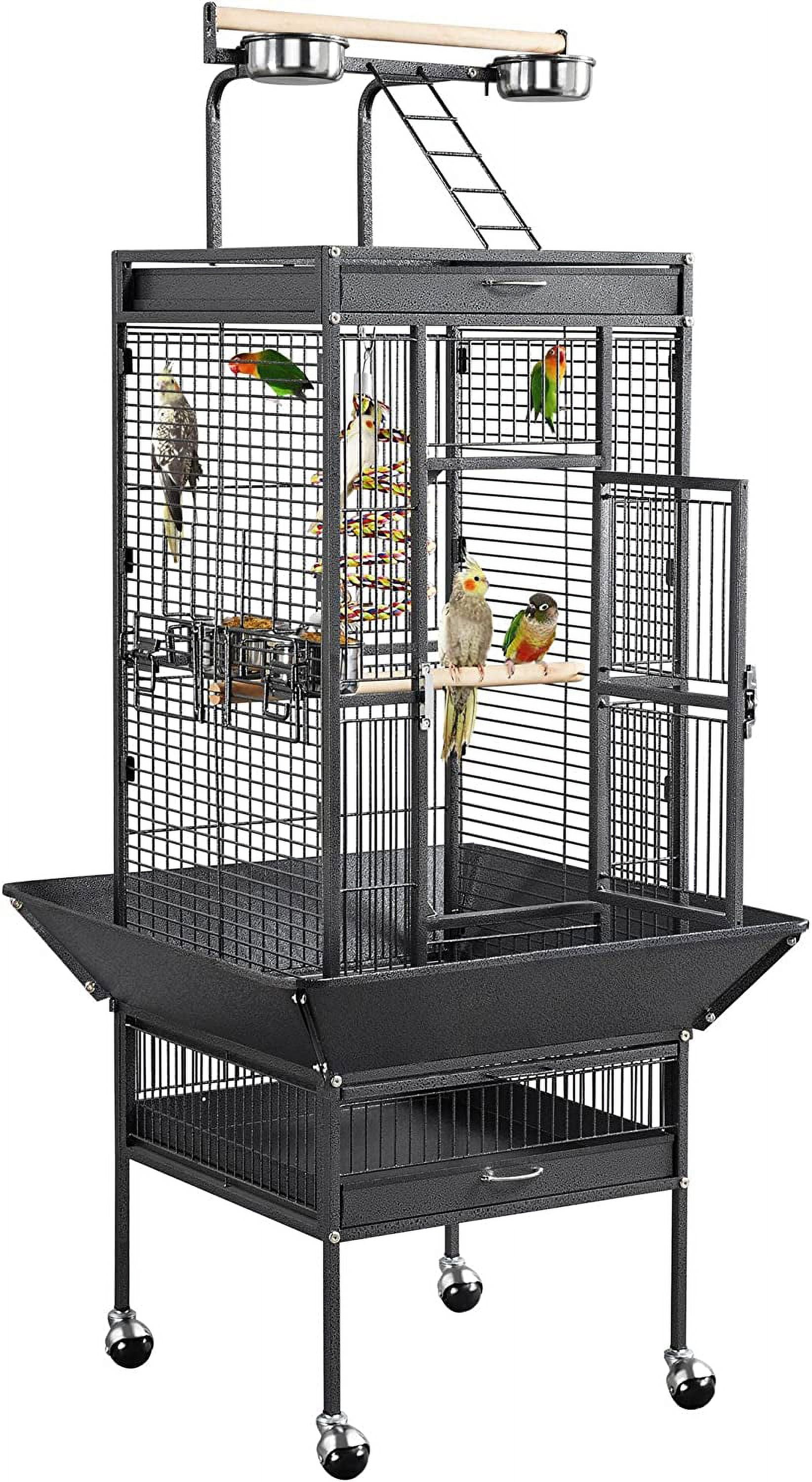 61inch Playtop Iron Large Parrot Bird Cages with Rolling Stand for