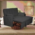 thumbnail image 1 of Modern Simple Fabric 61-inch Sofa Bed with Reinforced Iron Frame and Storage Pockets, 1 of 9