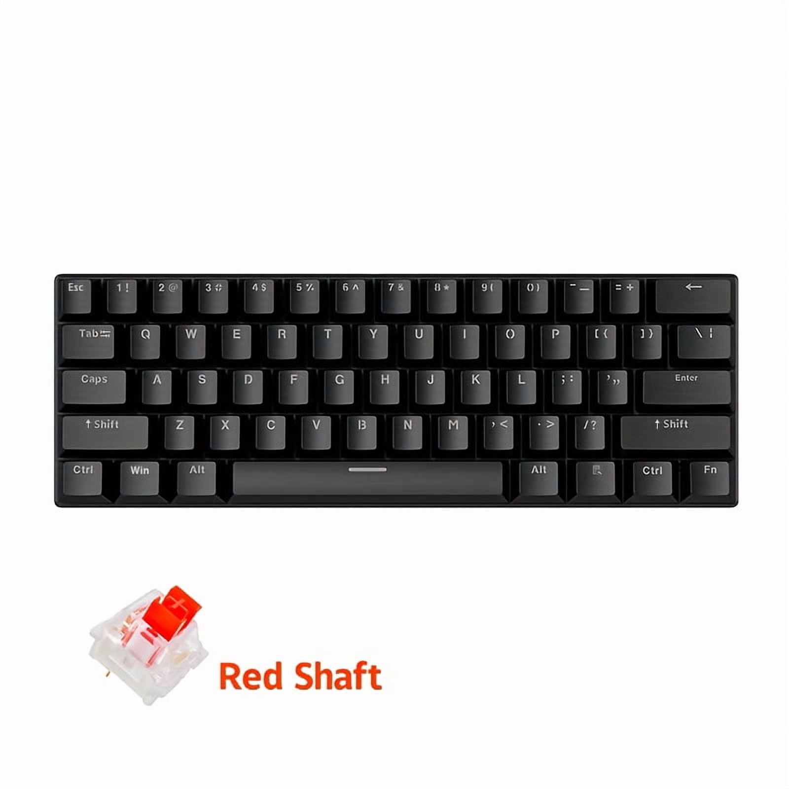 61 key wired mechanical keyboard with RGB backlight double shot keycaps compact portable design type c cable connection full key