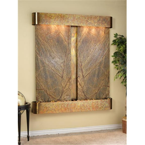 61 x 69 Inch Cottonwood Falls Rounded Copper Rainforest Brown Marble Water Feature