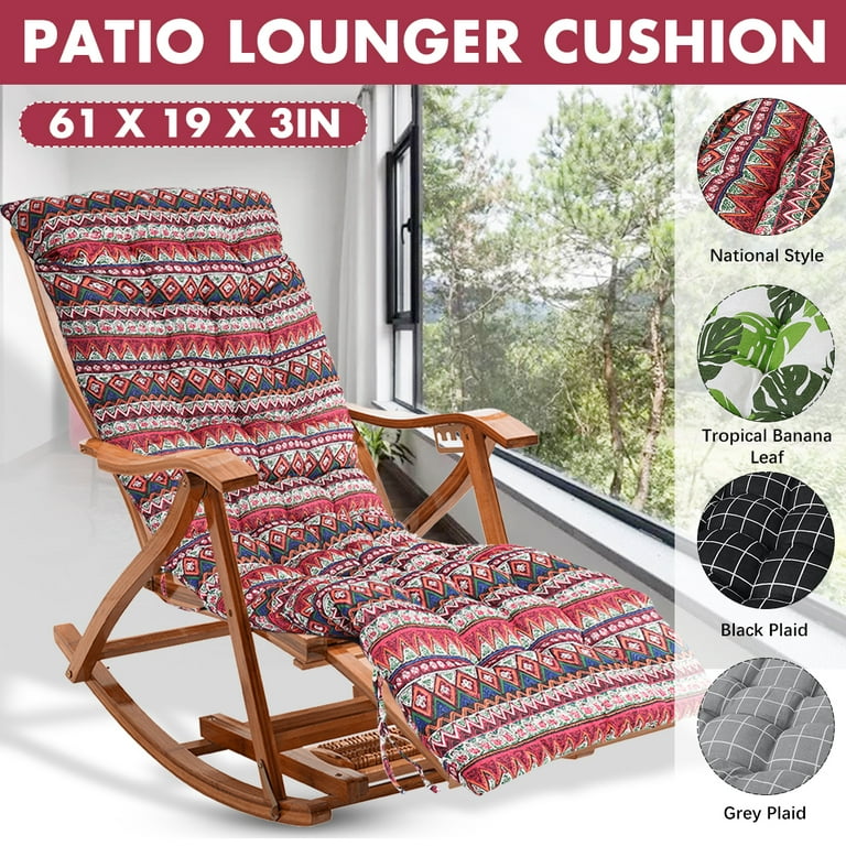 61 x19 Patio Chaise Lounger Cushion Indoor Outdoor Rocking
