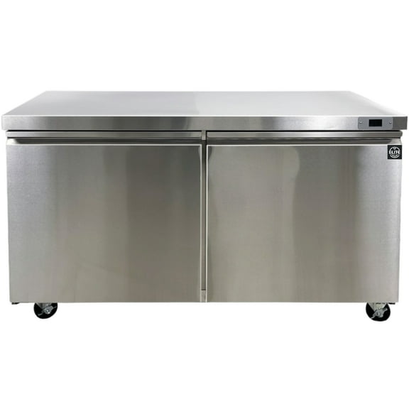 NSF 61 in. Undercounter Freezer, Energy Saving 15.5 Cu.Ft. Digital Display, Two Door Commercial Freezer Under Counter Freezer Stainless Steel