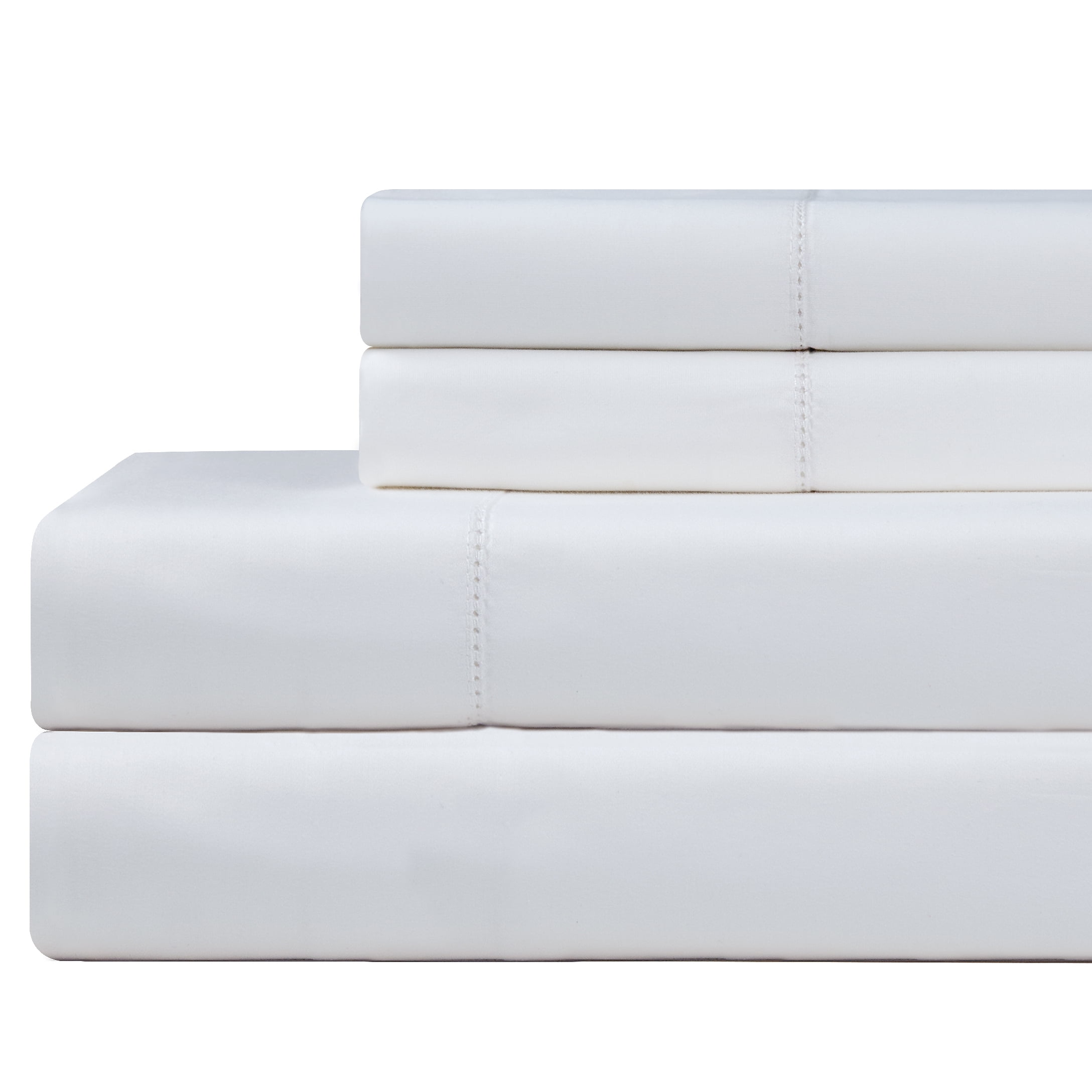 King White Cotton Deep Pocket Sateen Sheet Set