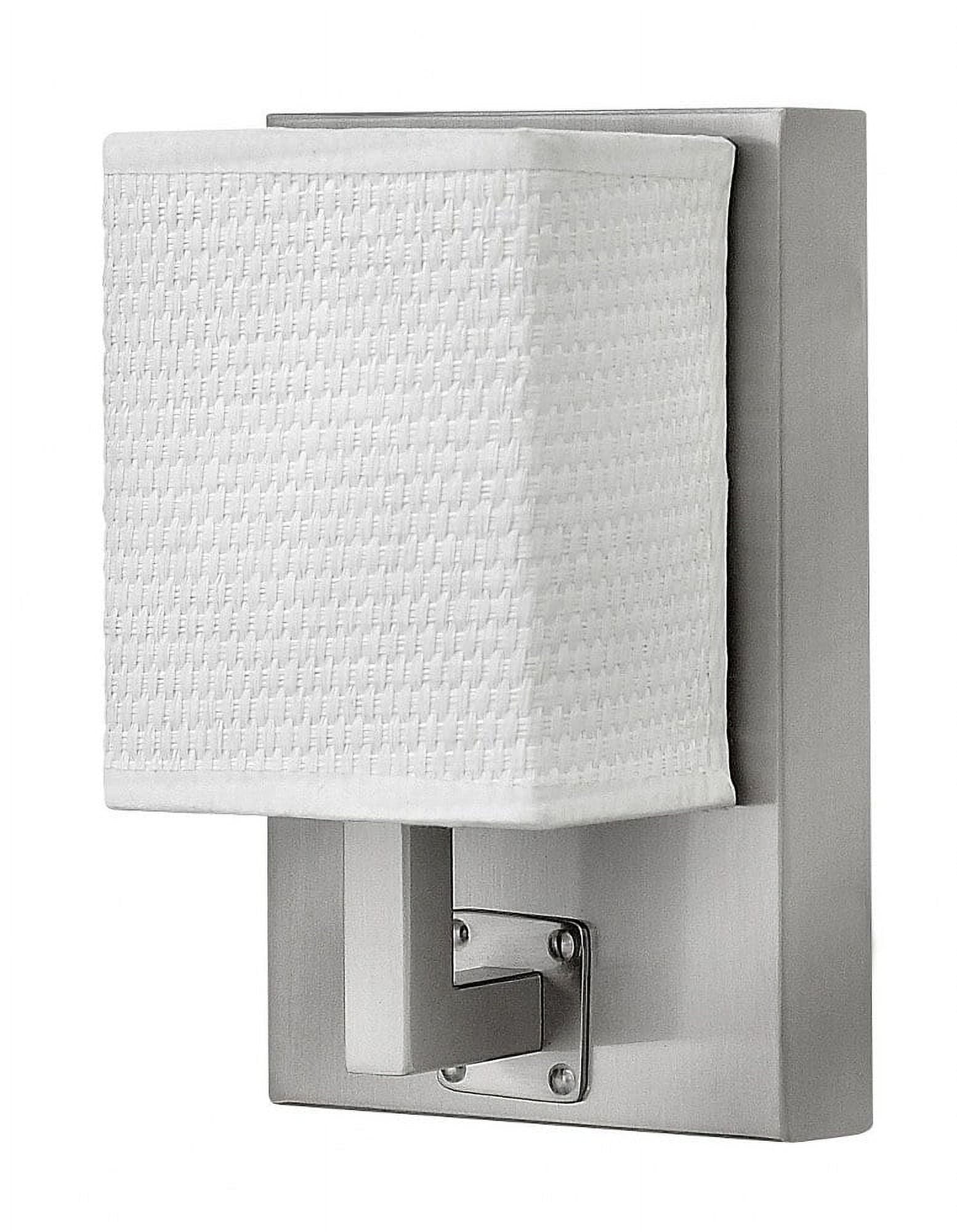 Brushed Nickel LED Wall Sconce with White Linen Shade