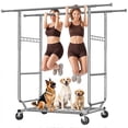 thumbnail image 1 of 610 lbs Heavy Duty Clothes Rack on Wheels Adjustable Garment Rack with Shelves Collapsible Rolling Coat Rack,Chrome, 1 of 12