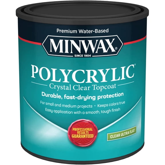 611114444 Polycrylic Protective Wood Finish, Clear Ultra Flat, 1 Quart
