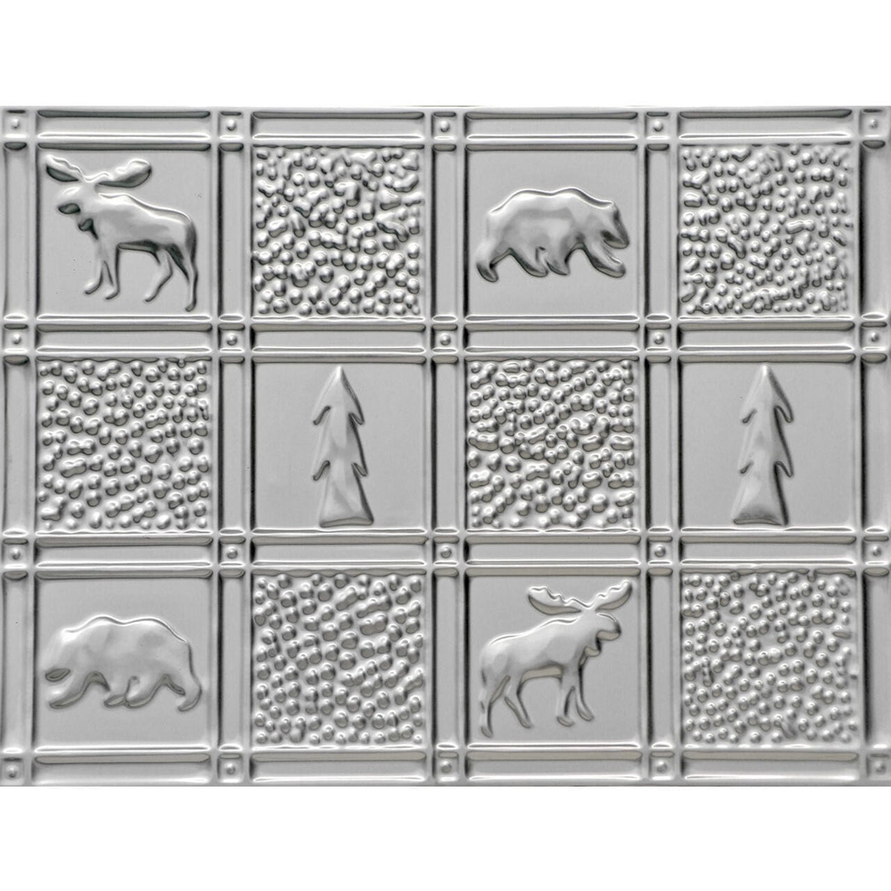 Steel Patterned Tin Plated Wall and Backsplash Tile, 21'' x 16''