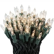 612 Vermont 100 Clear Christmas Twinkle Lights on Green Wire, Indoor and Outdoor Use, Lighted Length 20.6', Total Length 21.8'