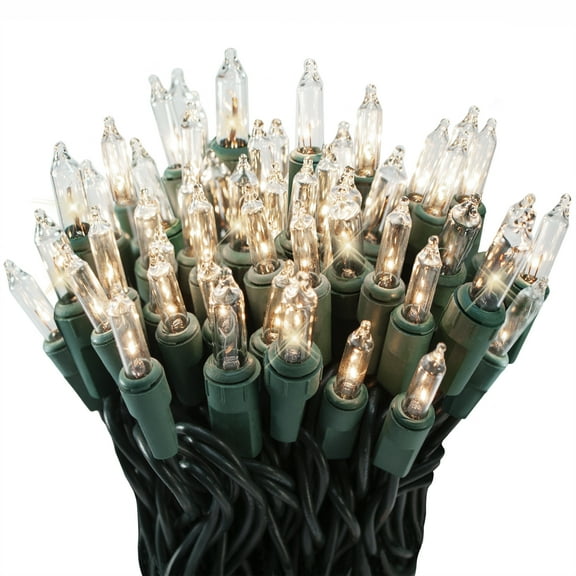 612 Vermont 100 Clear Christmas Twinkle Lights on Green Wire, Indoor and Outdoor Use, Lighted Length 20.6', Total Length 21.8'