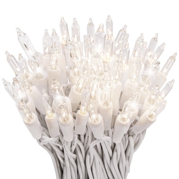 612 Vermont 100 Clear Twinkle Lights on White Wire, Indoor/Outdoor Use, Lighted Length of 20.6’, Total Length of 21.8’