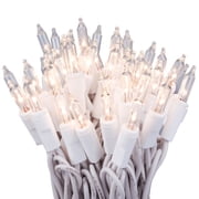 612 Vermont 100 Clear White Christmas Lights on White Wire, Indoor Outdoor Use, 18 Lighted Length, 20 Total Length Pack of 2