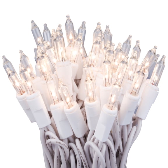 612 Vermont 100 Clear White Christmas Lights on White Wire, Indoor Outdoor Use, 18' Lighted Length, 20' Total Length (Pack of 2)